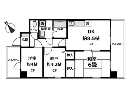 トーレ・アチェ・イー(2SDK/7階)の間取り写真