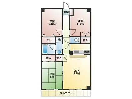 メゾンドソレイユ(3LDK/1階)の間取り写真