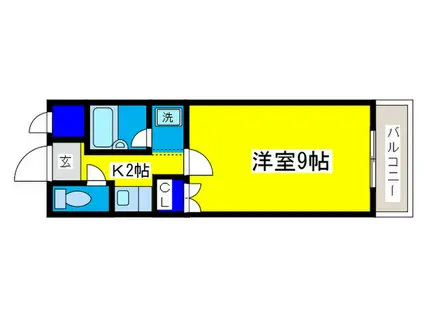 カルチェラタンイシバシ2(1K/1階)の間取り写真