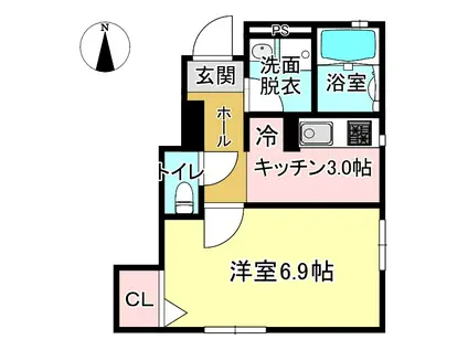 アンルミエール(1K/1階)の間取り写真