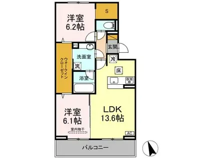 ソラーナ(2SLDK/1階)の間取り写真
