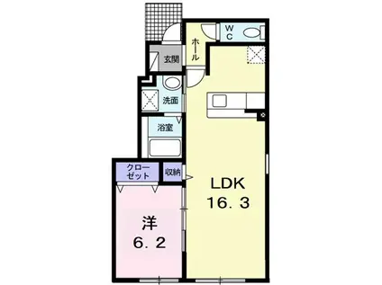 マーベラスA(1LDK/1階)の間取り写真