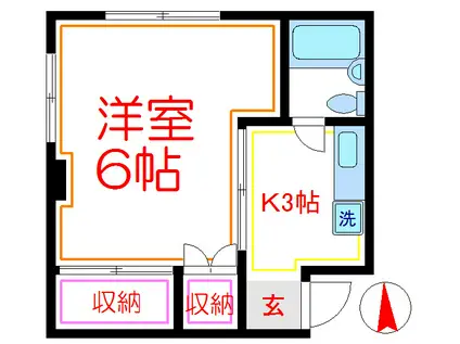 サンフィールズ(1K/1階)の間取り写真