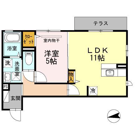 地下鉄御堂筋線 北花田駅 徒歩9分 2階建 築14年(1LDK/1階)の間取り写真