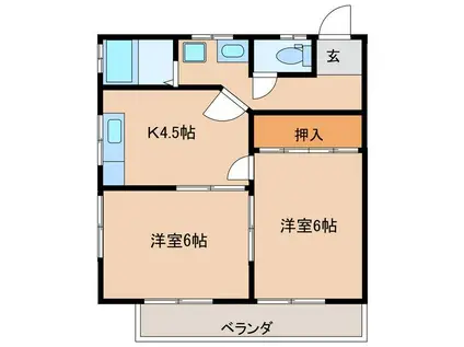 マンション飛騨(2DK/4階)の間取り写真