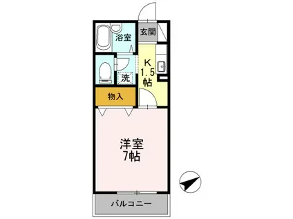 サンパティオA(1K/2階)の間取り写真