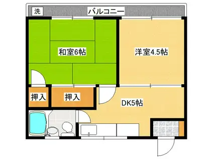 カトリハイツ(2DK/4階)の間取り写真