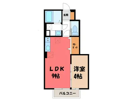 セプトガーデン新前橋(1LDK/1階)の間取り写真