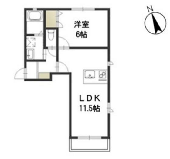 ラ・セーヌ福成 A棟(1LDK/2階)の間取り写真