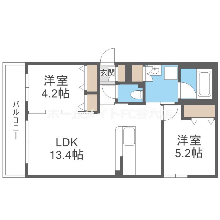 グラン今里ノース(2LDK/2階)の間取り写真