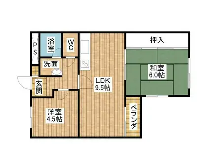 ファミリーハイツ舞子台(2LDK/3階)の間取り写真