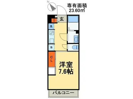 リブリ・マロングラッセ(1K/2階)の間取り写真