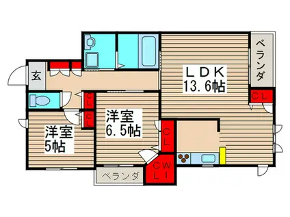 ディオス壱番館(2LDK/3階)の間取り写真