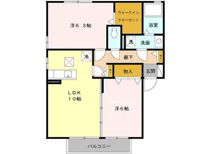 ロイヤル オーク B(2LDK/2階)の間取り写真