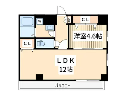 レジデンスワイジェー(1DK/8階)の間取り写真
