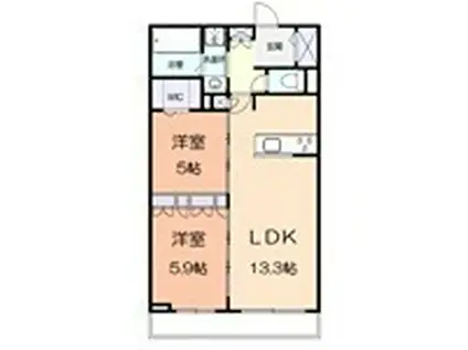 フィーカ相南(2LDK/1階)の間取り写真