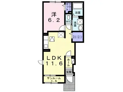 メゾン トランキル(1LDK/1階)の間取り写真