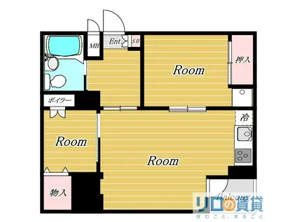 新大阪グランドハイツ 2号棟(2LDK/5階)の間取り写真