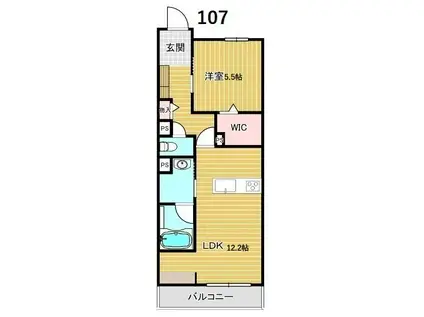 ロン・モンターニュIII(1LDK/1階)の間取り写真