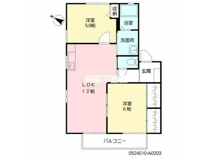 エクセラン国分II A棟(3DK/2階)の間取り写真