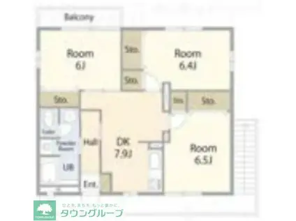 ガーデンシティー(3DK/2階)の間取り写真