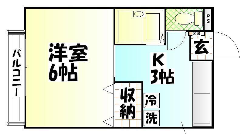 ヴァンベール(1K/1階)の間取り写真