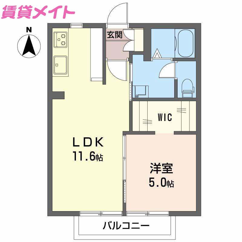 ベオール(2K/1階)の間取り写真