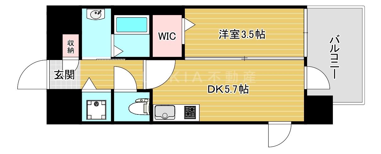 エステムコート難波VIIビヨンド(1DK/11階)の間取り写真