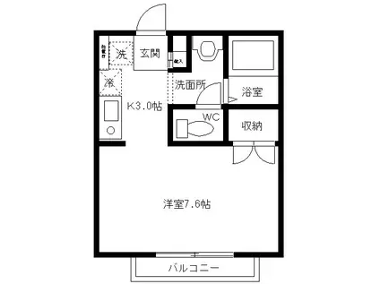 メゾンリヴァージュ(1K/2階)の間取り写真