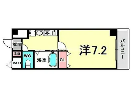 エスポワール三宮PARTII(1K/1階)の間取り写真