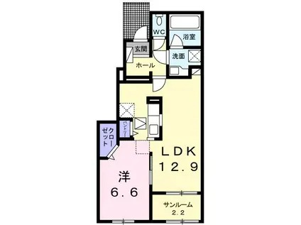 メゾンフォルテッシモ 星(1LDK/1階)の間取り写真