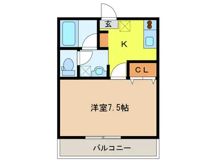 アデレード・K(1K/1階)の間取り写真