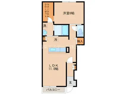 フランフランサクラA・B(1LDK/1階)の間取り写真