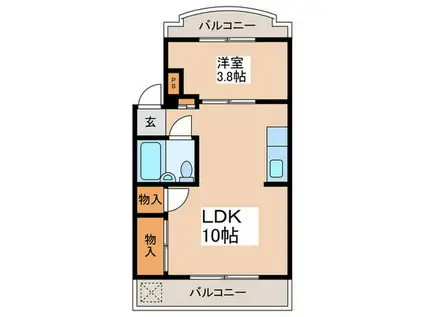 萩山レヂオンス(1LDK/2階)の間取り写真