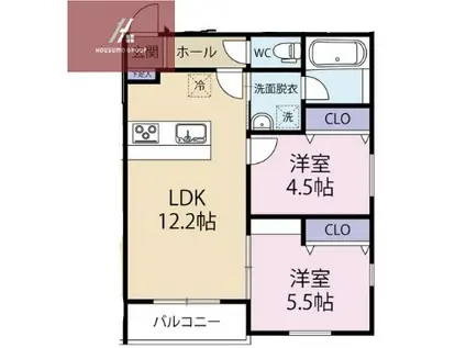 GRACE下六万寺(1LDK/3階)の間取り写真