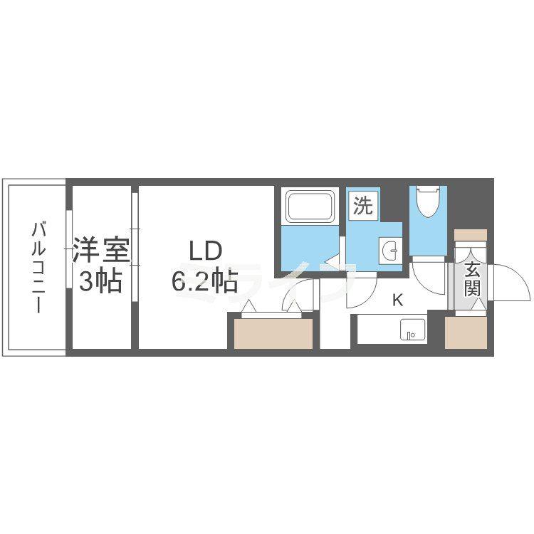 リアライズ鶴橋東II(1LDK/9階)の間取り写真
