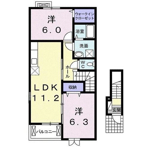 ヴァンベール葉山 II(2LDK/2階)の間取り写真