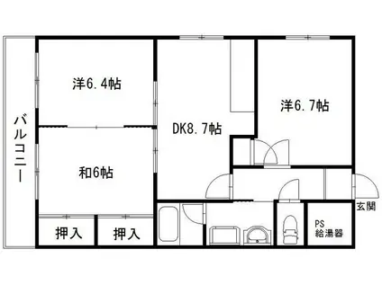 エクセルひくま(3DK/1階)の間取り写真