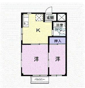 サンビレッジ稲生(2K/2階)の間取り写真