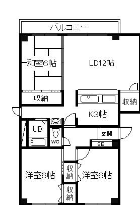 エスティパレス森(3LDK/1階)の間取り写真