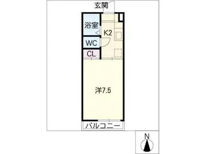 ジュネス吹上(1K/2階)の間取り写真