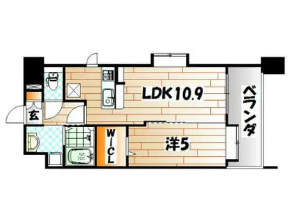 ニューサンリバー15番館(1LDK/14階)の間取り写真