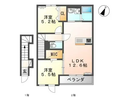 ソラリア メゾン(2LDK/2階)の間取り写真