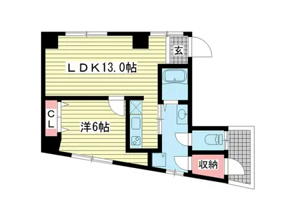 サンエービル(1SLDK/2階)の間取り写真