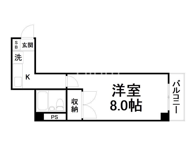 メルディアキューブ観月橋(1K/2階)の間取り写真