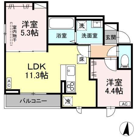 PRIMAVERA吉成台(2LDK/1階)の間取り写真