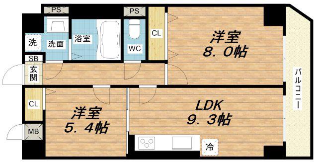 リアライズ今里南(2LDK/2階)の間取り写真