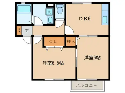リザハウスA(2DK/1階)の間取り写真