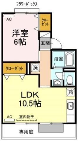 セジュール笹川(1LDK/1階)の間取り写真