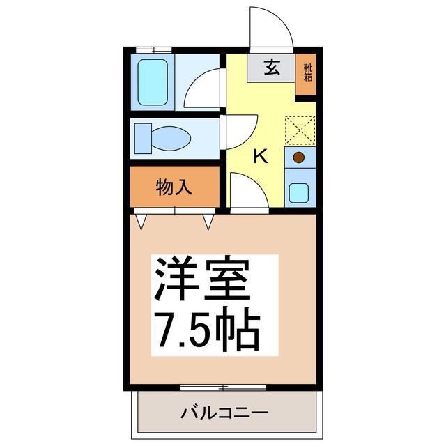 パインブリッジ(1K/2階)の間取り写真